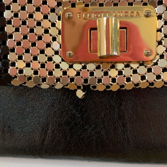 Elliott Lucca Metallic Chain Leather Clutch Shoulder Bag - Picture 11 of 12